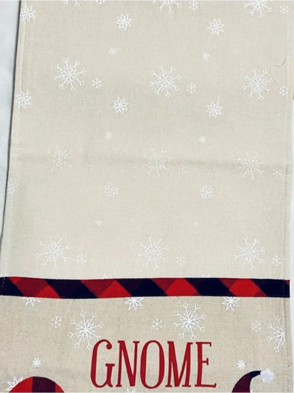 ❄️ Gnomes Snowflakes Christmas Holiday Table Runner Decor ⛄️